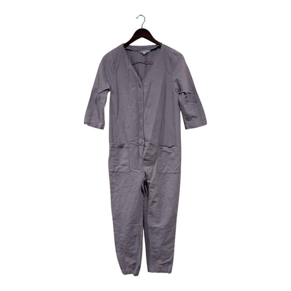 The Nines by HATCH Maternity 3/4 Sleeve Button-Front Jumpsuit Lavender-Gray Sz S
